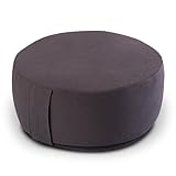 Amago home Yogakissen Bodenkissen rund H 14xø31 cm mit Buchweizenschalen Meditationskissen Sportkissen Farbe anthrazit - Shadow