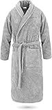 normani Luxus Bademantel | Saunamantel Flee 450 g/sm aus 100% Baumwolle für Damen und Herren in XS-8XL Farbe Grau Größe 3XL