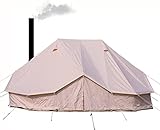 Sport Tent-4-Jahreszeiten Campingzelt Baumwoll Canvas Jurtenzelt mit Stehhöhe Rohrentlüftung wasserdicht Familienzelt 6m 3 Türen Luxus Hauszelt beige