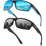 Ollrynns Sport Sonnenbrille Herren 2 Stück Polarisierte Sportbrille für Herren Damen zum Angeln Fahrrad Golfen Laufen UV400 Schutz