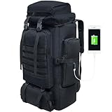 Vaupan 80L Wandern Rucksack, Camping Rucksack, wasserdichte große Outdoor Sport Reise Daypack Molle Rucksack für Männer Frauen (Schwarz)