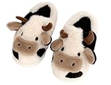 Coswind Kuh Hausschuhe Damen Herren Plüsch Pantoletten Winter Weiche Warme Bequeme Flauschige Tiere Leichte Kuschel Rutschfeste Cozy Geschlossen Lustige Schuhe Kuh Offen 270