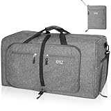 KYYLZ 85L Faltbare Reisetasche, Reisetasche Damen Herren, Handgepäck Tasche, Reisetasche Groß mit Schuhfach und Mehreren Taschen, Sporttasche Für Reisen, Sport, Urlaub (Grau)