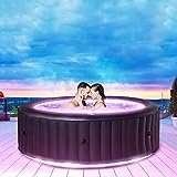 Miweba MSpa aufblasbarer Whirlpool Outdoor Aurora U-AU06 | Rund ⌀ 204.0 cm - 6 Personen Spa Pool aufblasbar - Ozon & UV-C Reinigung - Bis 1429 L - 40°C - Fernbedienung - LED Band (6 Personen)