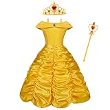 Vicloon ​Prinzessin Belle Kleid,Mädchen Belle Kostüm, Schöne und das Biest Kostüm Verkleiden, Kinderkleider Karneval Verkleidung Party Kleid Prinzessin Kostüm 3-9Jahre