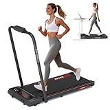 RAOO MIN Laufband für Zuhause, Laufband 0.8-6 km/h, 0.75HP Motor, Walking Pad und laufband klappbar 2 in 1 mit Fernbedienung/LED-Anzeige, Ipad/Handy-Holder, leise, 100kg Max. (schwarz)