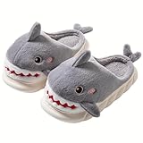 LANFIRE Tierschuhe für Frauen Haipantoffeln Weiche warme Winterschuhe Home Plüsch Baumwolle Hausschuhe (Grey, Erwachsene, Damen, 40, Numerisch (von/bis), EU Schuhgrößensystem, 41, M)