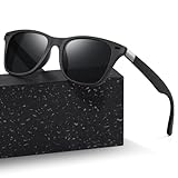 kunchu Sonnenbrille Herren-Damen-Polarisierte UV400-Schutz RechteckigeSchwarze Blendfreie Gläser Klassische Ultraleichte Quadratische Sonnenbrille Fahren Wandern Golfen Angeln Sport Sunglasses