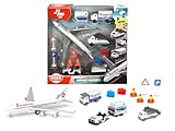 DICKIE 186390 Toys Flughafen Spielzeugset, Airport Set bestehend aus 3 Autos, 1 Flugzeug, Zubehör, gesamt 13 Teile, für Kinder ab 3 Jahren