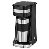 Clatronic KA 3733 Kaffeemaschine für Coffee To Go, inkl. 0,4 Liter Kaffeebecher aus Edelstahl, 2 GO - ideal für Auto, Büro und unterwegs, Single Filterkaffeemaschine, mit Filter, schwarz