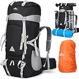 IGOLUMON Wanderrucksack 60L Herren Damen Trekkingrucksack Reiserucksack Großer Wasserdicht Wandern Rucksack mit Regenhülle für Camping Trekking Mountainering Outdoor Reisen Schwarz