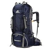 Bseash 60L Wasserdichter leichter Wanderrucksack mit Regenschutz, Outdoor Sport Tagesrucksack Reisetasche für Klettern Camping Reisen