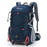 MOUNTAINTOP 40L Wanderrucksack Herren Damen Trekkingrucksack mit Regenhülle Multifunktionale Camping Klettern Reisen Outdoor Rucksäcke (Blau orange)