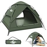 Camping Zelt, Automatisches 2 Personen Doppellagiges Camping Zelt Pop Up, Wasserdicht & Winddicht Campingzelt DREI Schicht Kuppelzelt, Große 3 Jahreszeiten Zelte für Trekking, Familien