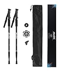 JELEX Nature Teleskop Walking Stöcke für Nordic Walking verstellbar, inkl. diverser Aufsätze für Outdoor Aktivitäten, ultraleichte Wanderstöcke mit Antishock-Technologie (Schwarz)