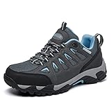 SHULOOK Wanderschuhe Damen Wasserdicht Leicht Trekkingschuhe Damen rutschfeste Stiefeletten Bergschuhe Outdoor Schuhe Damen Sneaker für Camping,Hiking,Angeln (Grau Blau EU 38