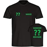 VIMAVERTRIEB® Herren T-Shirt Hannover - Trikot mit Deinem Namen und Nummer - Druck: grün - Männer Shirt Fußball Fanartikel Fanshop - Größe: L schwarz-1