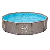 HAF® Swing Metal Frame Pool mit den Maßen 305 x 76 cm | Grau mit dreifachem Korbgeflecht | ca. 4.500 Liter Wasserkapazität | Hochwertiger Swimming Pool | Gartenpool/Aufstellpool ohne Filterpumpe
