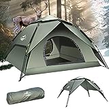 Camping Zelt Automatisches Sofortzelt 2-3 Personen Pop Up Zelt, Doppelschicht Wasserdicht & Winddichte Ultraleichte Kuppelzelt UV Schutz Einfache Einrichtung für Trekking, Familien, Rucksackreisen