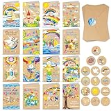 DPKOW 16 Kommunionkarten mit Umschlägen Aufklebern, Kraftpapier Kommunion Karte Junge Mädchen Erstkommunion Karte, Kommunion Glückwunschkarte Erstkommunion Kommunionskarten Set Klappkarten