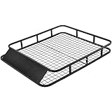 COSTWAY Dachgepäckträger Universal Dachkorb Metall, Auto Gepäckträger bis 75kg belastbar, Dachträger Dach schwarz Gepäckkorb 122x102x15cm