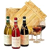 Geschenkset Abruzzo | Weinset mit Holzkiste und 3 ausgezeichneten Weinen (Rot, Weiß, Rosé) aus Italien | Wein Geschenk Korb gefüllt für Weinliebhaber | Italienische Geschenkbox für Frauen & Männer