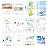 Edition Seidel Set 12 Premium Kommunionskarten mit Umschlag (Doppelkarten/Klappkarten mit Briefumschlag) Karte Postkarte Kommunion