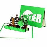 3D Pop Up Karte Münster - Grußkarte Münster - Münsterland, Fahrradkarte, Reisegutschein, Städtetrip & Fahrradtour Münster, handgefertigte Geschenkkarte