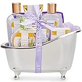 SPA LUXETIQUE Bade Geschenkset für Frauen - 8tlg Lavendelduft Wellness Set für Frauen, Geburtstagsgeschenk Beauty Set mit Deko Badewanne, Valentinstag Geschenk für Sie, Muttertagsgeschenk