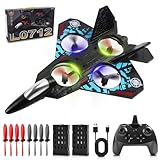 Afenau RC Flugzeug, 2,4 GHz Ferngesteuertes Flugzeug mit Batterien, 360° Surround Modellflugzeug Ferngesteuert mit LED, 6 Achsen Gyro Stabilisator RCFlugzeug Anfänger für Kinder Erwachsene (Blau)