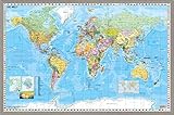 Weltkarte DEUTSCH Pinnwand, ca. 59 cm (Höhe) x 89 cm (Länge) Worldmap aktuelles Ausgabe!